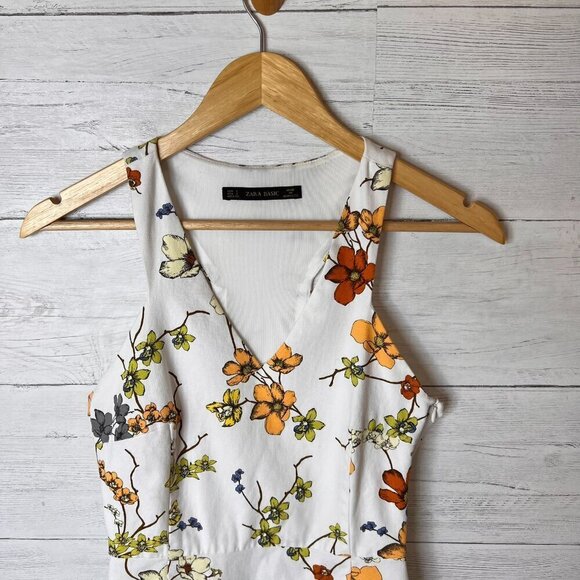 Zara Dress Womens Size Small White Floral Sleeveless Cottagecore Side Zipper - Picture 12 of 16